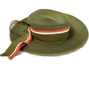 1960s Noreen Fashion Green Straw Vintage Hat